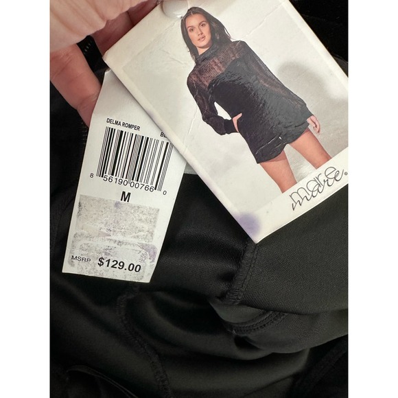 Mare Mare black velvet strapless romper size M - Picture 6 of 15